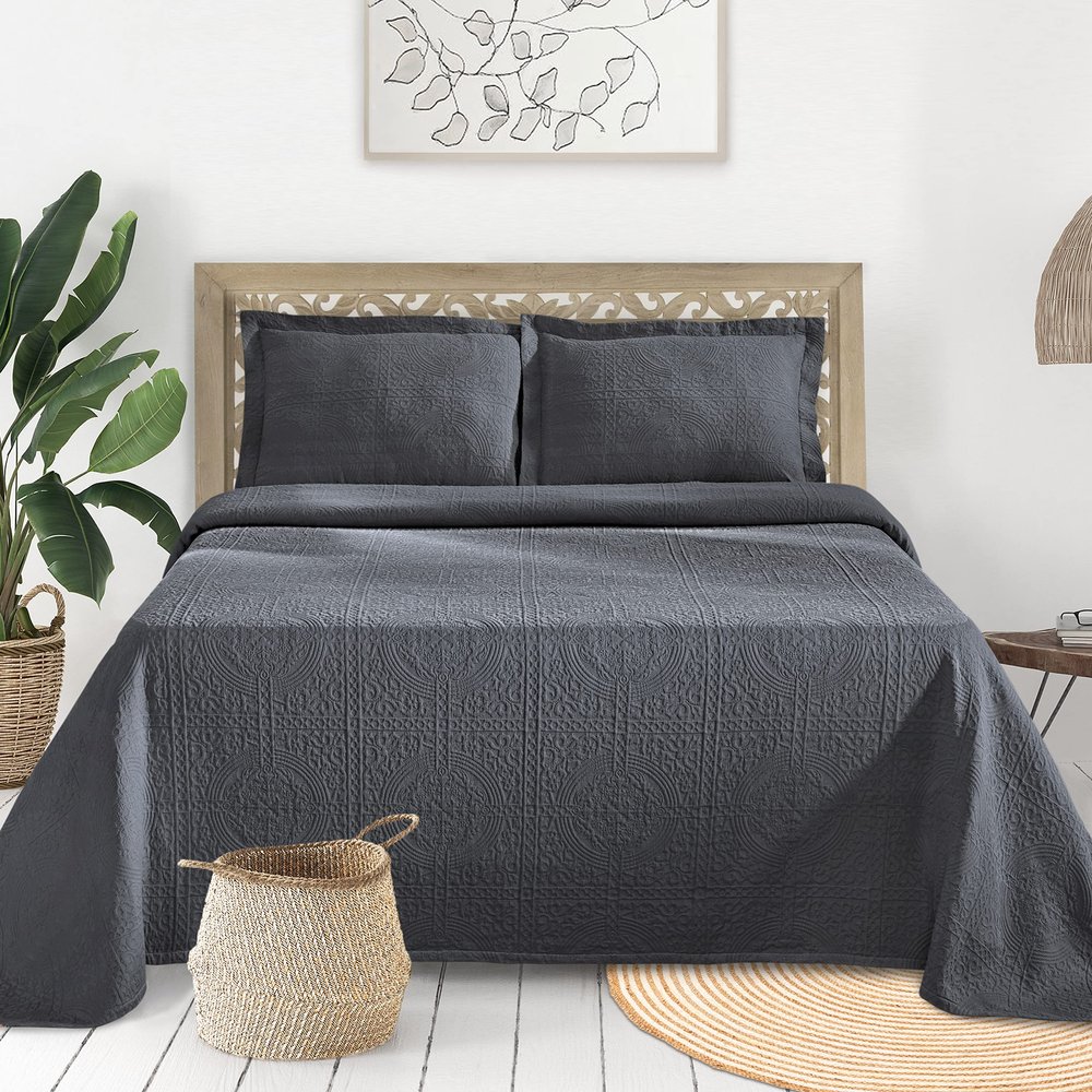 BLUENILEMILLS BNM Matelasse Bedspread, Set of 3, Oversized Bedding, Soft, Breathable, Lightweight Blanket with Cotton Bedding Quilt Set,Coverlet,for Bedroom/Guest Room, Full Size