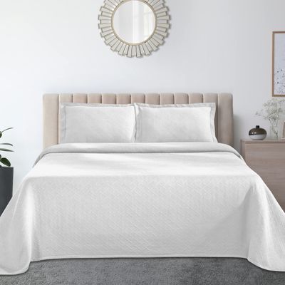 BNM Luxurious Textured Cotton Woven Jacquard Matelasse Premium Quality Bedspread Set, Oversized Bedding, Embossed Cotton Fabric, Soft, Durable, Medium Weight, Basketweave, Twin Size, Assorted colors