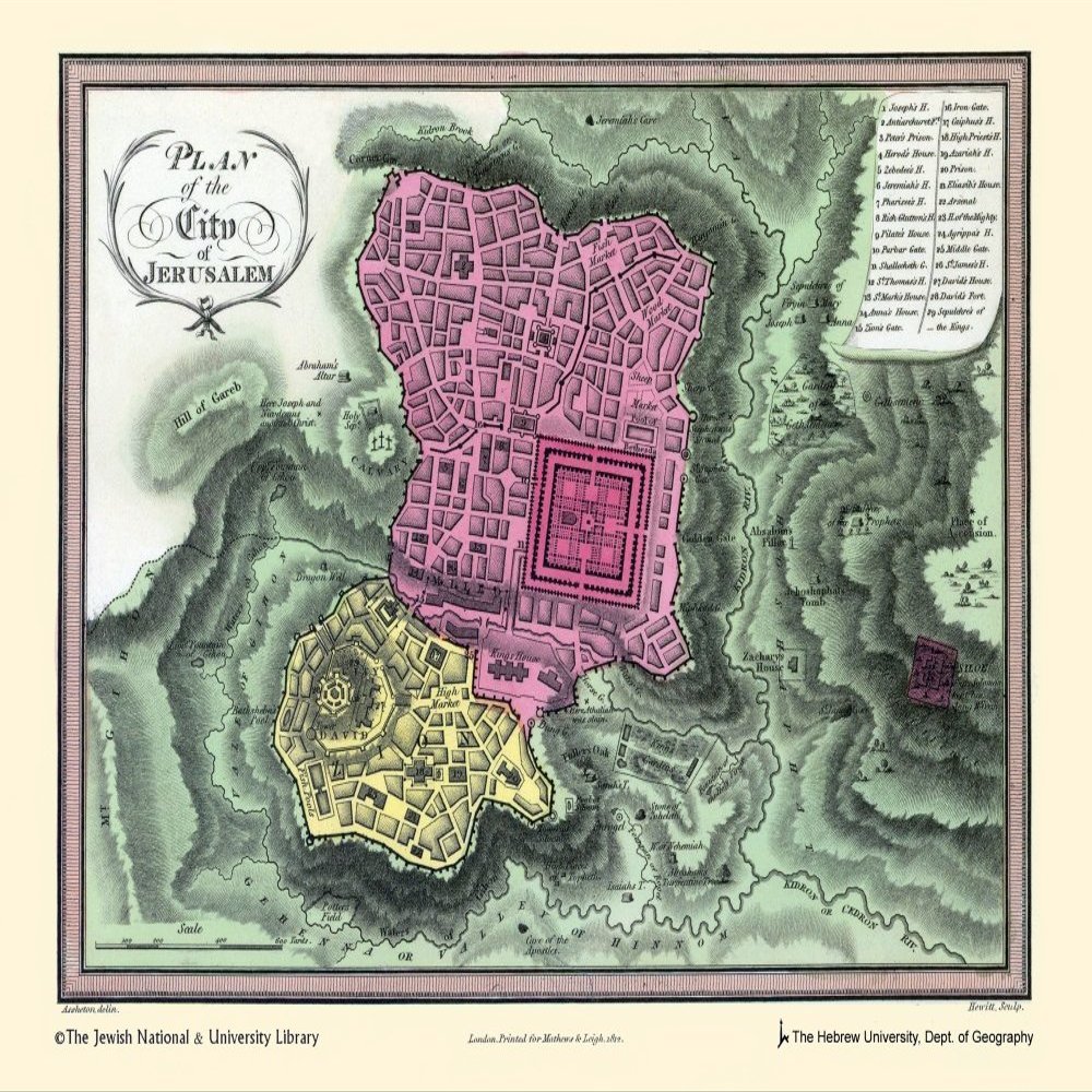 Jerusalem Map from the Scripture Atlas Poster Print by Mathews & Leigh (18 x 24)
