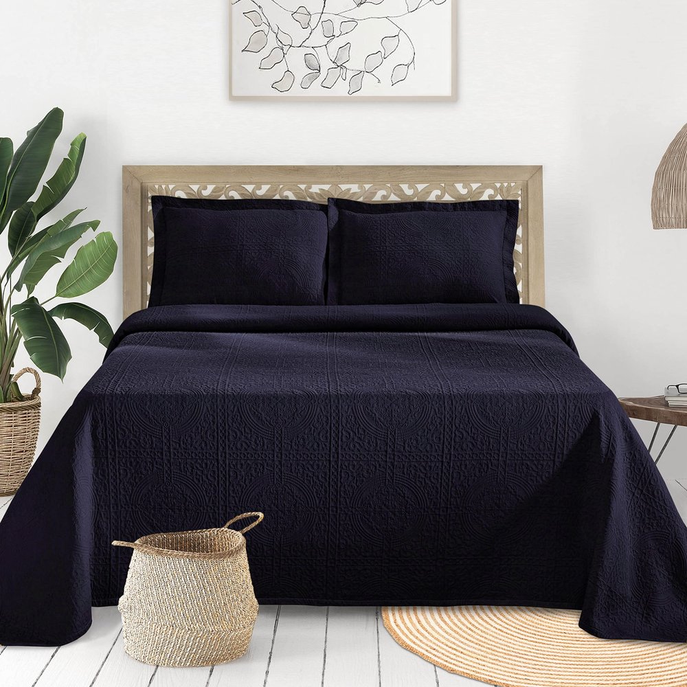 BNM Matelasse Bedspread, Set of 3, Oversized Bedding, Soft, Breathable, Lightweight Blanket with Cotton Bedding Quilt Set,Coverlet,for Bedroom/Guest Room, Full Size