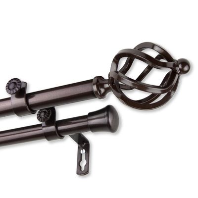A&F Rod Dcor Medusa 13/16 Double Curtain Rod 48-84 inch - Cocoa
