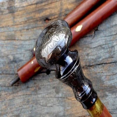 Replica Warehouse Copper Antique Brass Edward Handel Shaft Walking Stick Cane Solid Vintage Gift