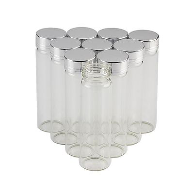 12units 30x100mm 50ML Empty Jars Glass Bottle with Aluminium Silver Color Screw Cap Sealed liquid Food Gift Container (12, 50ML-Silver Lid)