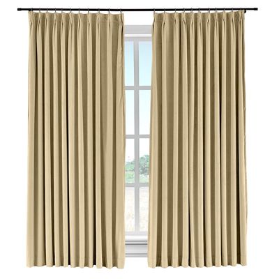 TWOPAGES 52 W x 102 L Pinch Pleat Room Darkening Velvet Curtain Drapery Panel for Traverse Rod or Track, Living Room Bedroom Meetingroom Club Theater Patio Door (1 Panel), Khaki