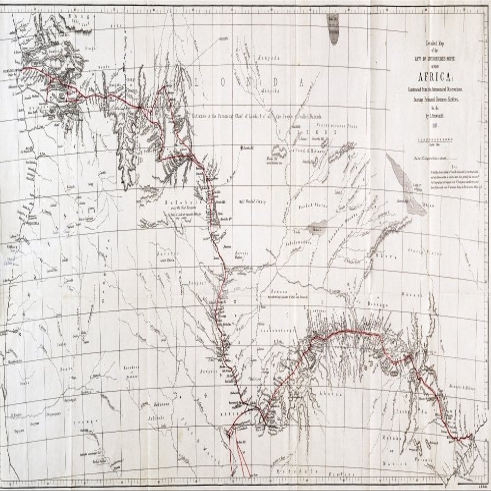 Map of Livingstones Route Across Africa 1857 Poster Print by Science Source (24 x 18)