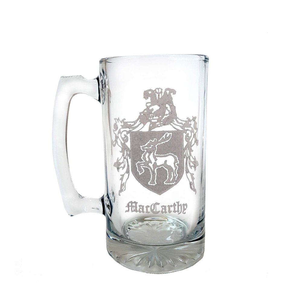 MacCarthy (McCarthy) Irish Coat of Arms 27oz Stein - Personalized Heraldic Engraving
