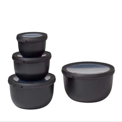 Mepal Multi Bowl Cirqula 4-Piece Set Food Storage Container with Lid - Suitable as Airtight Storage Box for Fridge & Freezer, Microwave Container - 350, 750, 1250, 2250ml - Nordic White