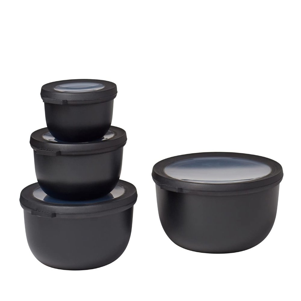 Mepal Multi Bowl Cirqula 4-Piece Set Food Storage Container with Lid - Suitable as Airtight Storage Box for Fridge & Freezer, Microwave Container - 350, 750, 1250, 2250ml - Nordic White