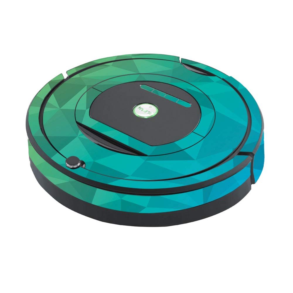 MightySkins Skin Compatible with iRobot Roomba 770 Robot Vacuum - Blue Green Polygon | Protective, Durable, and Unique Vinyl Decal wrap Cover | Easy to Apply, Remove | Made in The USA