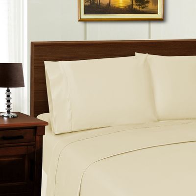 1000 Thread Count Lyocell-Blend Solid Sheet Set, Luxury Bedding Decor, Wrinkle Free, Includes; 1 Elastic Deep Pocket Fitted Bed Sheet, 1 Flat Sheet, 2 Pillowcases, King, Ivory by Blue Nile Mills