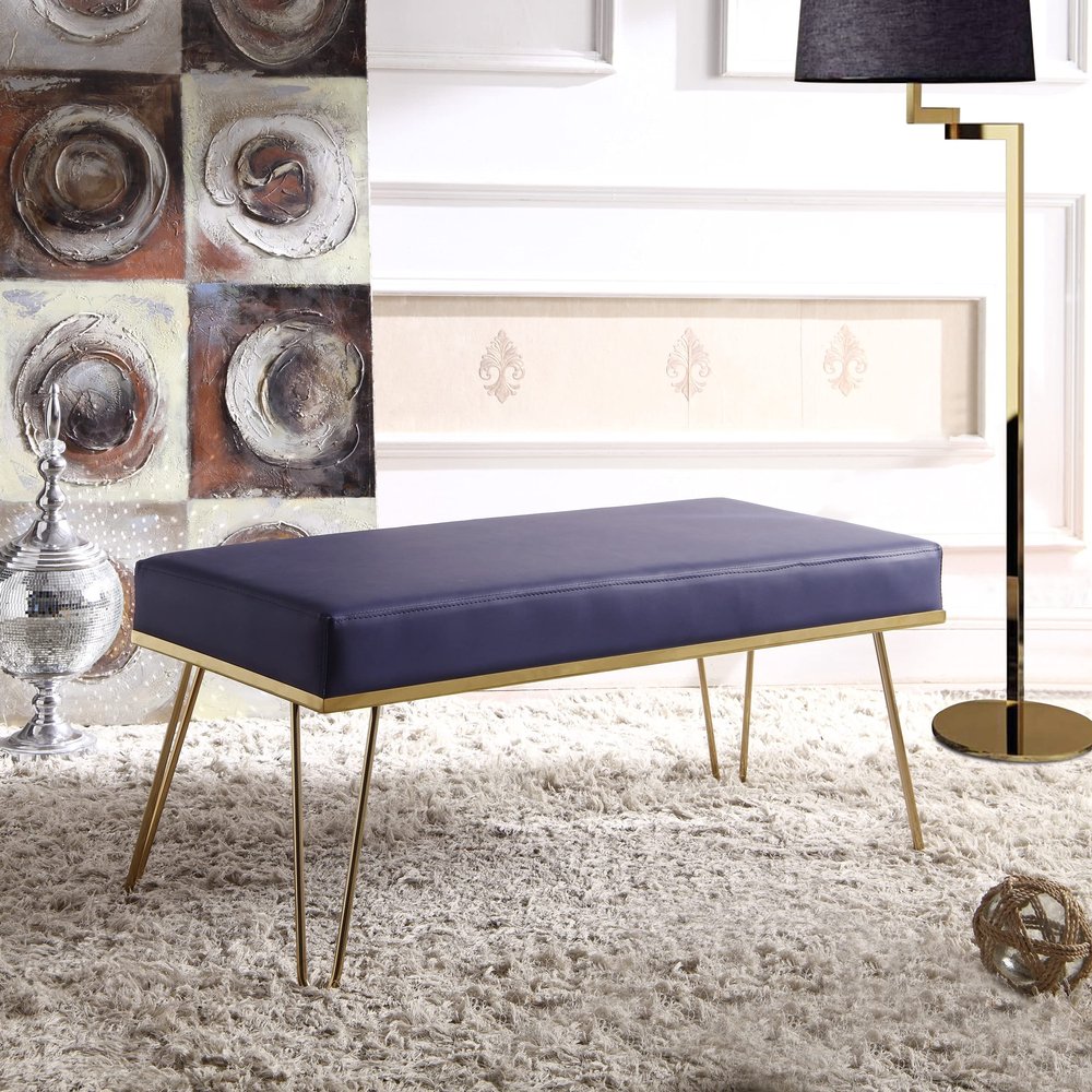 Iconic Home Contemporary Modern Hairpin Legs, Navy