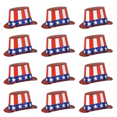 Beistle S66617-25AZ12 Foil Patriotic Hi-Hats 12 Piece, OSFM, Red/White/Blue