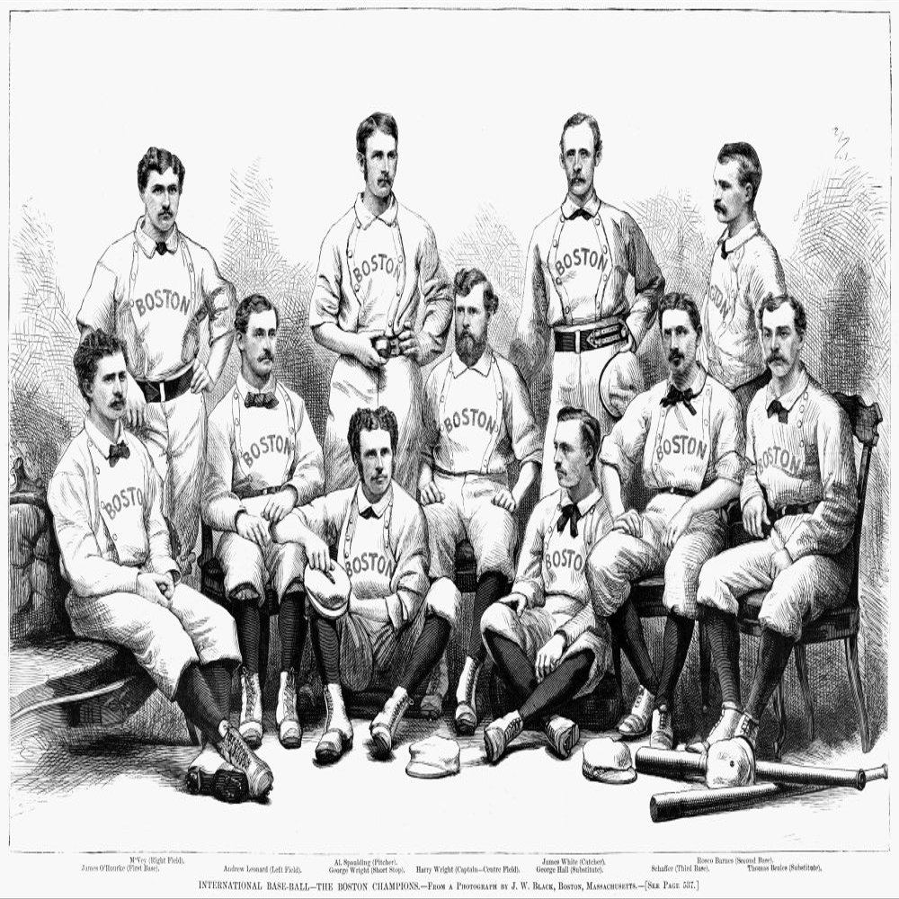 Baseball Team 1874 NInternational Base-Ball - The Boston Champions Engraving 1874 Poster Print by (18 x 24)
