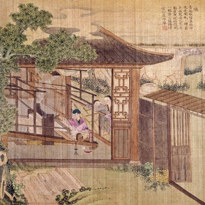 China Silk Weaving Nsilk Weaving On A Wooden Loom Chinese Silk Painting C1650-1726 Poster Print by (18 x 24)