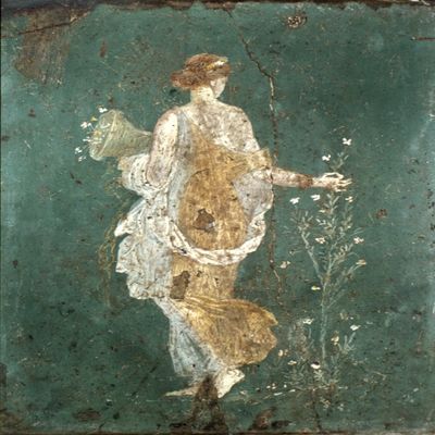 Rome Young Woman Nyoung Woman Gathering Flowers Roman Wall Fresco 1St Century AD Poster Print by (18 x 24)