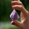Mina Heal Natural Amethyst Pyramid Chakra Healing Crystal Stone, 1.5 inch view 3