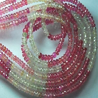 Full 14 Inch Strand Super Finest AAA Umba Pink SAPPHIRE Faceted Rondelle Bead 3.5-4mm.