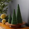 Olive Green Velvet Trees Set of 3, Woodland Nursery Bookshelf, Modern Valentine Tabletop, Holiday Dining Table, Elegant Mantel Dcor, Handcrafted Gift for (Olive) view 2