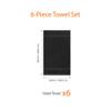 Amazon Basics Fade-Resistant 100% Cotton Washcloth for Face and Body, Soft Absorbent, 26" x 16", Black, 6-Pack view 3