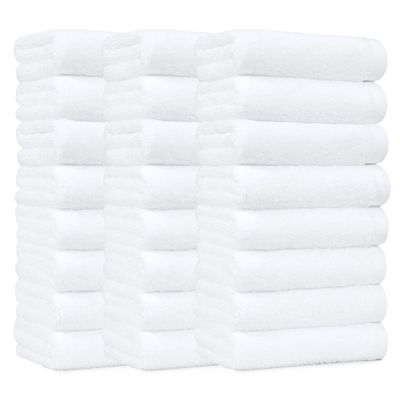 Amazon Basics Soft and Thick Cotton Hand Towels for Gym, Quick Drying, 16 x 26 in, White, 24-Pack