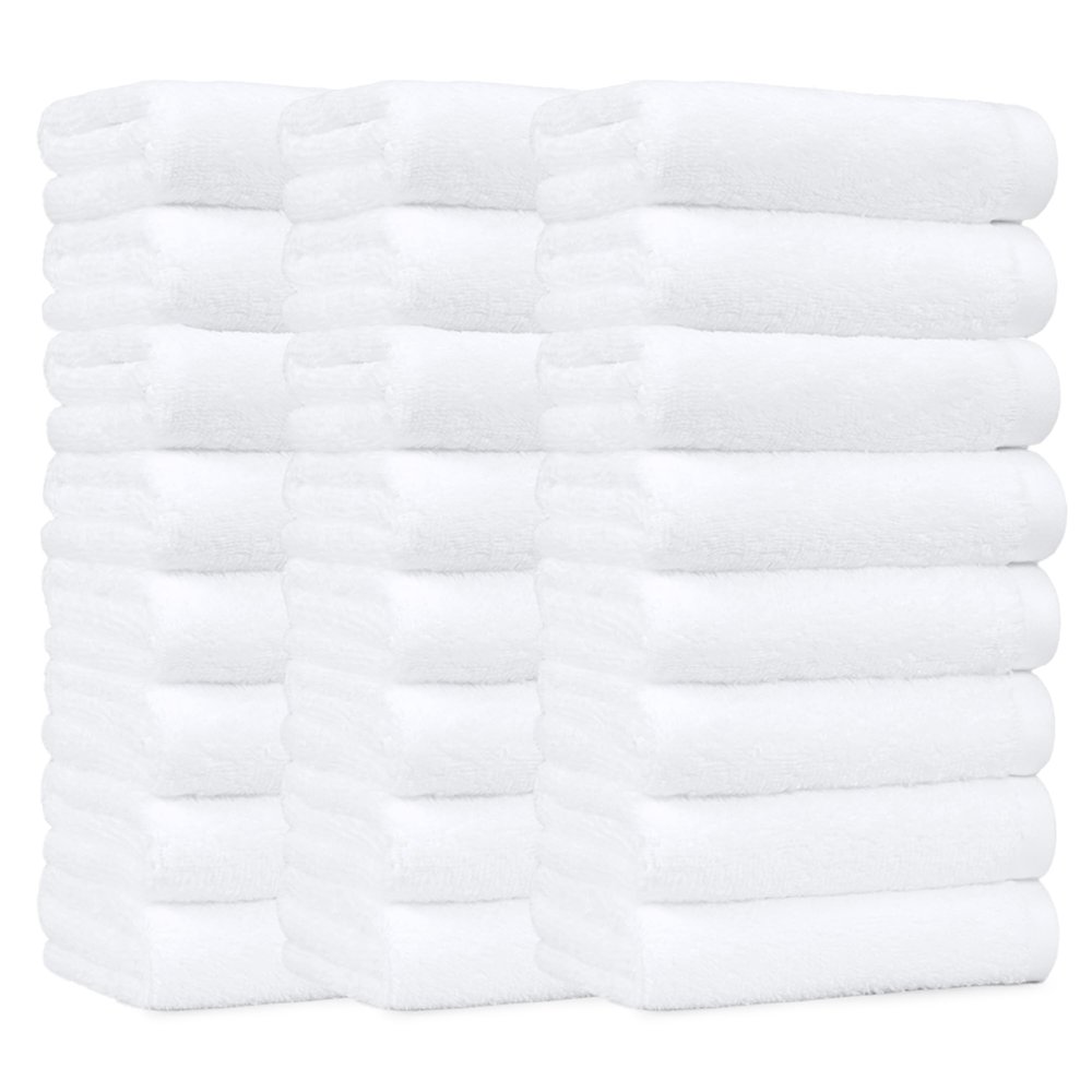 Amazon Basics Soft and Thick Cotton Hand Towels for Gym, Quick Drying, 16 x 26 in, White, 24-Pack