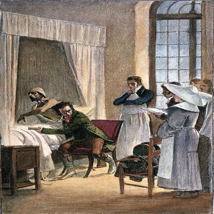 Rene Laennec (1781-1826) Nfrench Physician Inventor Of The Stethoscope At The Necker Hospital Paris Wood Engraving 19Th Century After The Painting By ThObald Chartran Poster Print by (18 x 24)