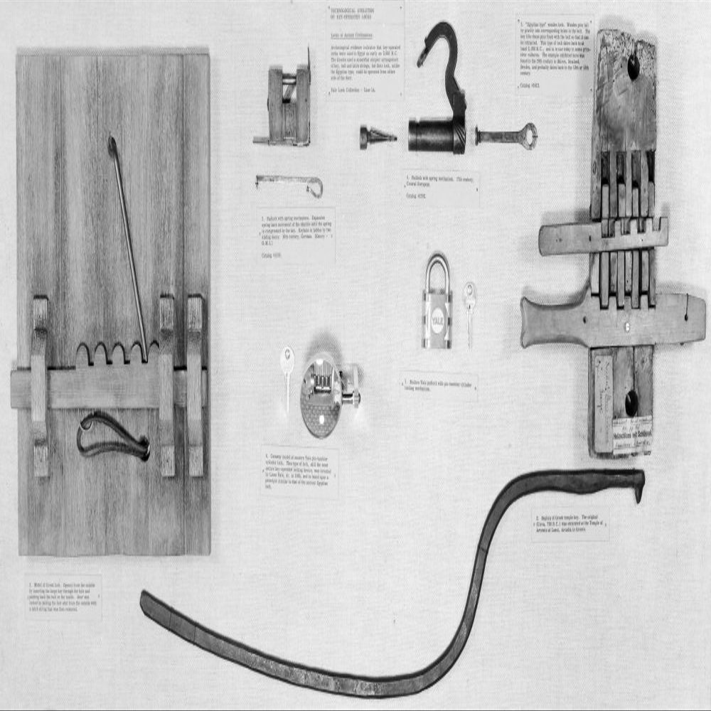 Egyptian And Greek Locks Nreplicas Of An Ancient Greek Lock Left And Of A Greek Temple Key Bottom Upper Right Is An Egyptian Type Wooden Lock For Scale Is A Modern Yale Padlock And Key (Center) Poster