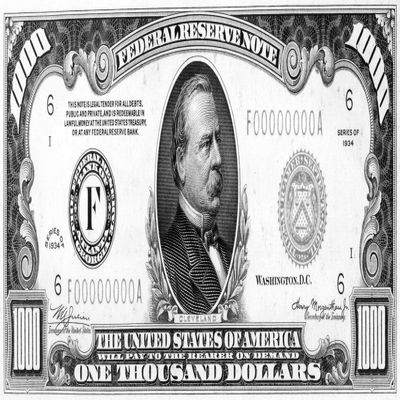 1000 Dollar Bill Npresident Grover Cleveland On The Front Of A US One Thousand Dollar Note 1934 Poster Print by (24 x 36)