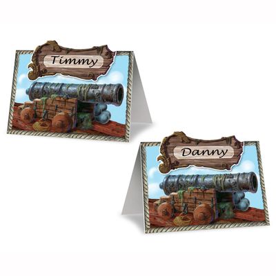 Beistle Club Pack Pirate Cannon Place Card/Table Tents Pack of 8, Box Contains 12 Packs (96 Total Table Tents)