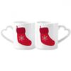 Christmas Snowflake Sock Red Festival Couple Mugs Ceramic Lover Cups Heart Handle 12oz Gift view 1