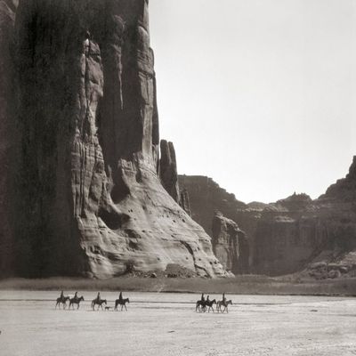 Canyon De Chelly 1904 Nnavajo Native Americans On Horseback In The Canyon De Chelly Arizona Photographed By Edward S Curtis In 1904 Poster Print by (18 x 24)