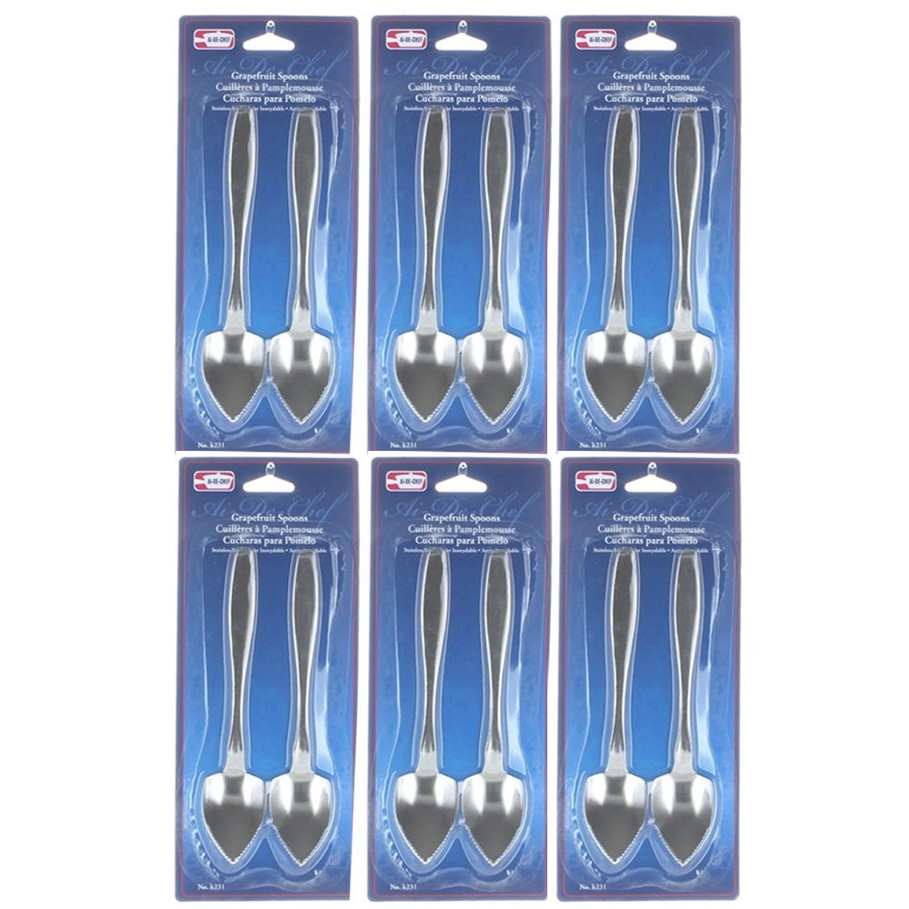 12 Pc Grapefruit Spoon Set Steel Serated Edge Flatware Heavy Duty Cirtus Fruit
