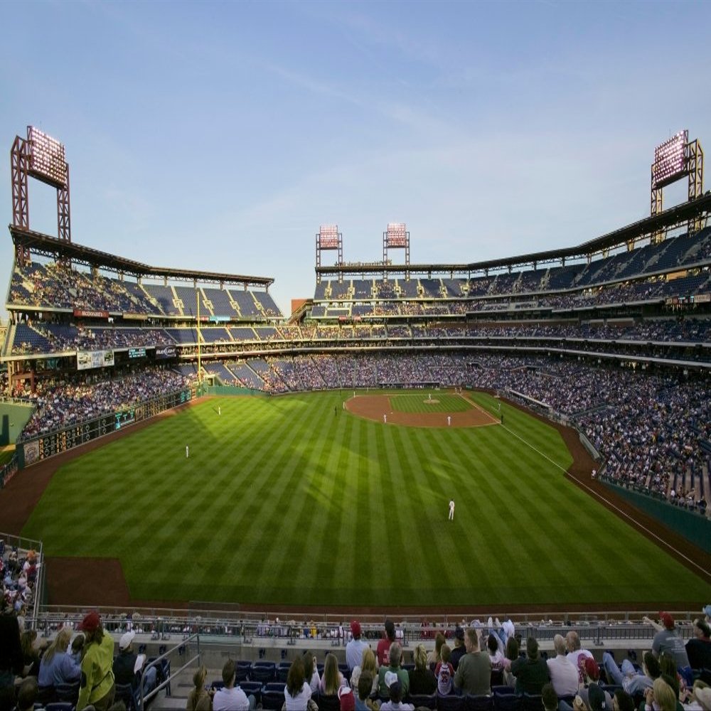 Panoramic view of 29183 baseball fans at Citizens Bank Park Philadelphia PA who are watching Philadelphia Phillies beat the Milwaukee Brewers by a score of 8 to 6 on May 14 2007 Poster Print by Panora