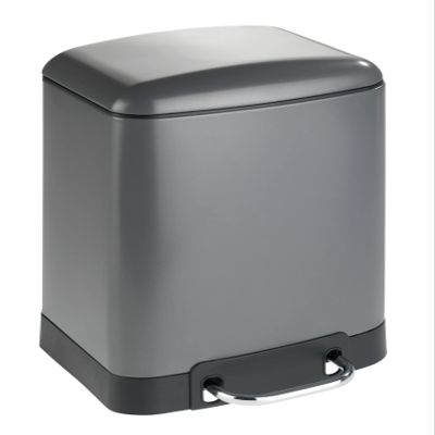 Wenko Studio Easy Pedal Bin Grey with Soft Close Capacity 6 L, Steel, Gray, Medium