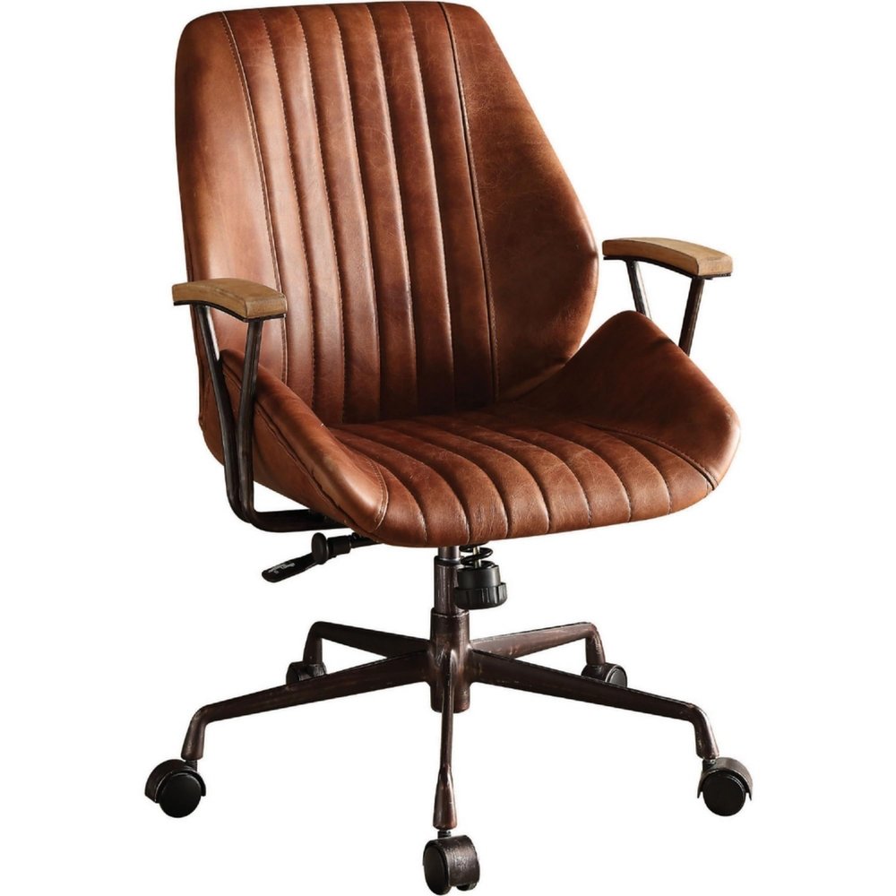 Benjara Benzara Upholstered Leatherette Office Chair, Brown,