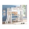 Benzara Wood Twin Loft Bed with Desk, White view 1