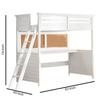 Benzara Wood Twin Loft Bed with Desk, White view 2