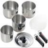 EXC-104 Pot and Frying Pan Set, Silver, One-Handed Pot, 5.5 inches (14 cm), 6.3 inches (16 cm), 7.1 inches (18 cm), 7.9 inches (20 cm), Excellent Chef One-Touch Cooker, Removable, 11 Sets view 1