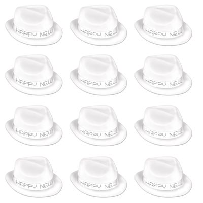 Beistle S88106-W25AZ12 Chairman White Hats 12 Piece, OSFM, White/Silver