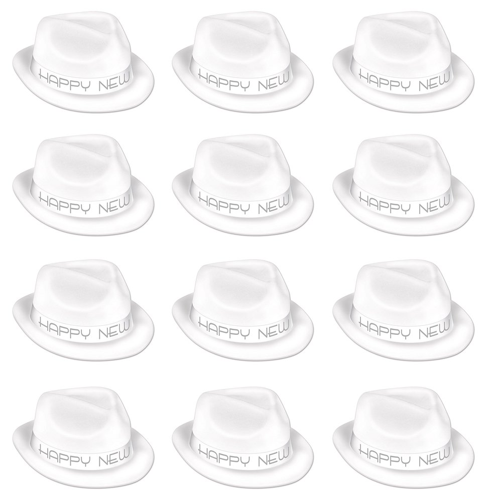 Beistle S88106-W25AZ12 Chairman White Hats 12 Piece, OSFM, White/Silver