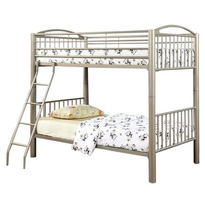 Benjara Benzara Metal Twin Bunk Bed, Gold
