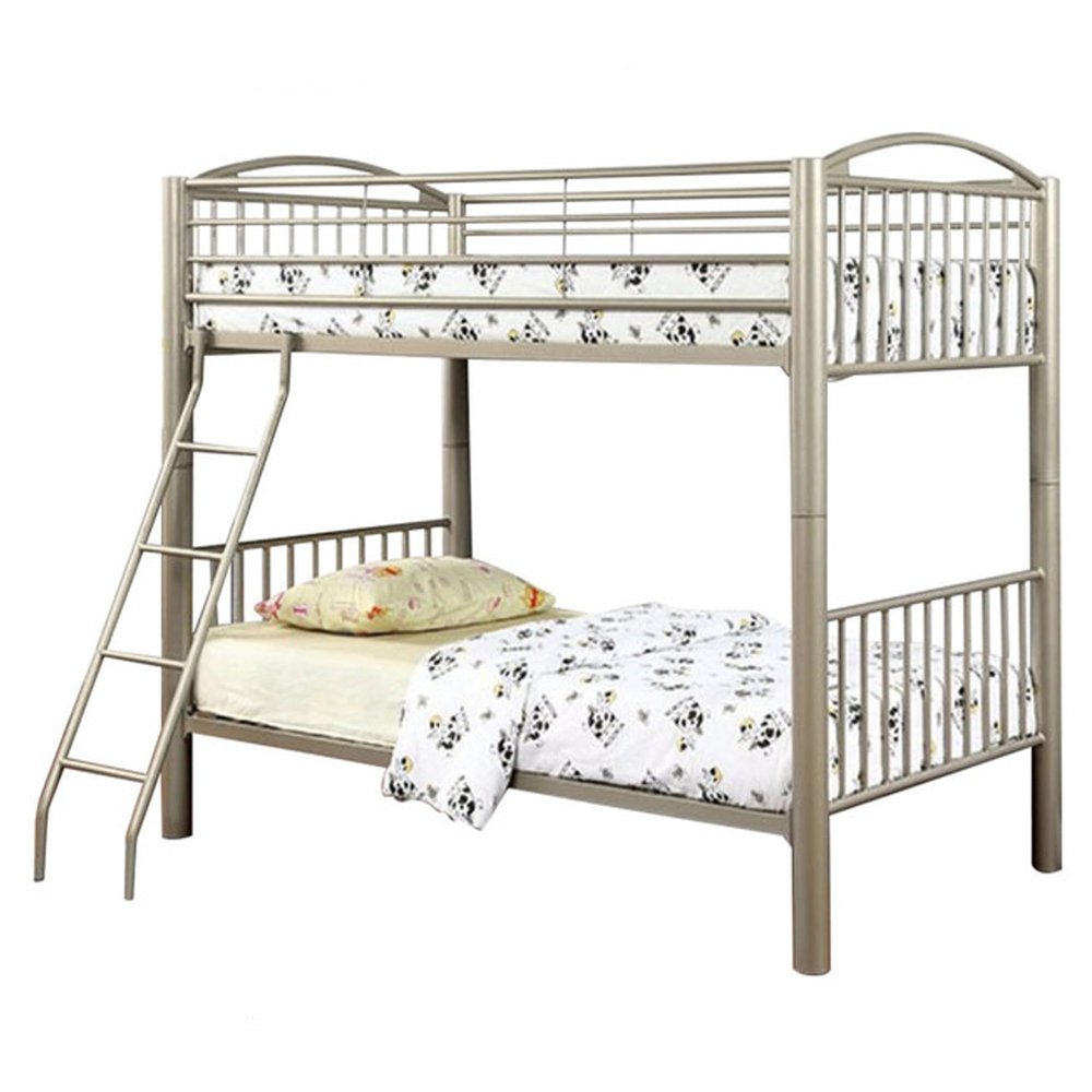 Benjara Benzara Metal Twin Bunk Bed, Gold