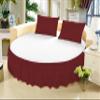 Bedding Empire Luxurious Solid 1 Piece 80" Diameter Double Layer Ruffle Round Bed Skirt/Bed Cover 100% Egyptian Cotton 500 TC Queen Size, Burgundy By view 1
