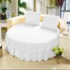 Bedding Empire Luxurious 1 Piece Solid 76" Diameter Ruffled Round Bed Skirt/Bed Cover 100% Egyptian Cotton 500 Thread Count Twin Size, White Color By view 1