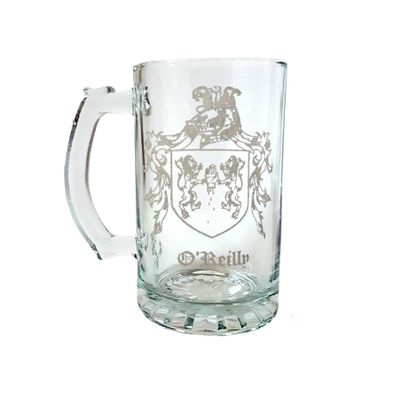O'Reilly Irish Family Coat of Arms 27oz Beer Stein  Personalized Heraldic Engraving
