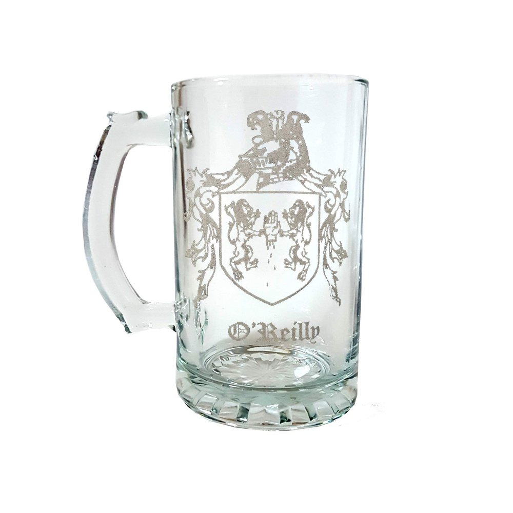 O'Reilly Irish Family Coat of Arms 27oz Beer Stein  Personalized Heraldic Engraving