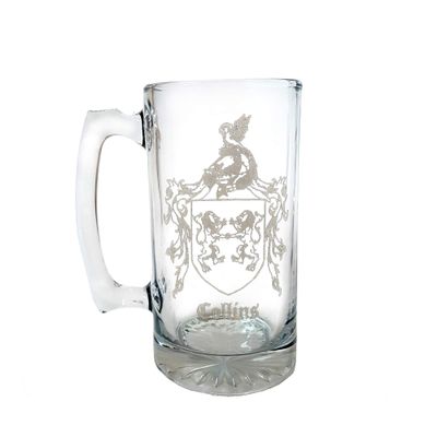 Collins Irish Family Coat of Arms Beer Stein 27oz  Personalized Heraldic Engraving