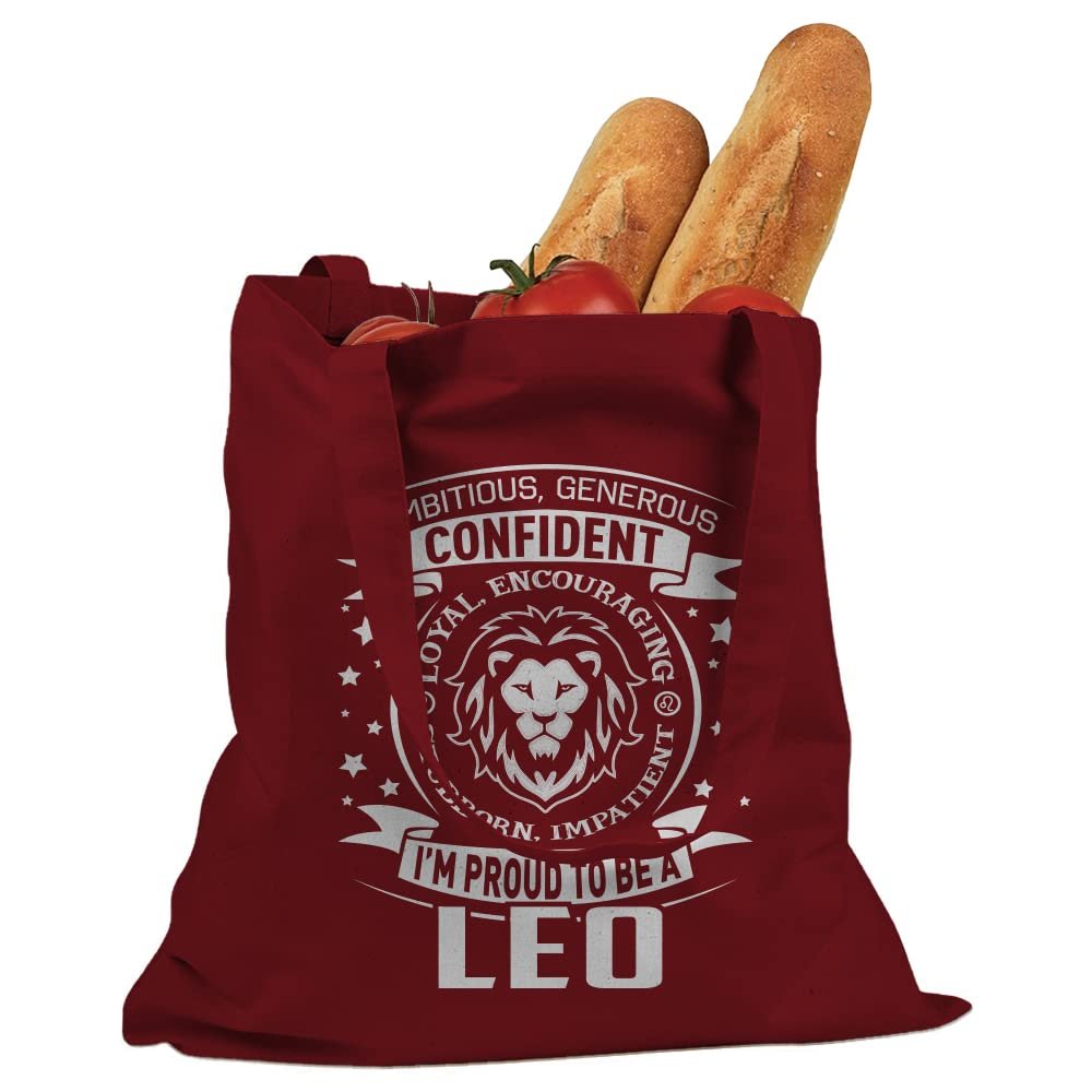 Indica Plateau Leo Astrology Zodiac Sign Red Large Canvas Tote Bag