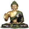 Exotic India ZDP91-black-gold-green The Stately Buddha in Dual-Tone Finish, Black/Gold/Green view 1