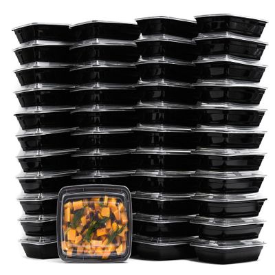 38 oz Reusable Food Storage 100 Pack Containers with Lids by EcoQuality  Rectangular BPA Free Freezer, Microwave & Dishwasher Safe  Airtight & Watertight Stackable, Lunch Meal Prep, To-Go, Bento Box